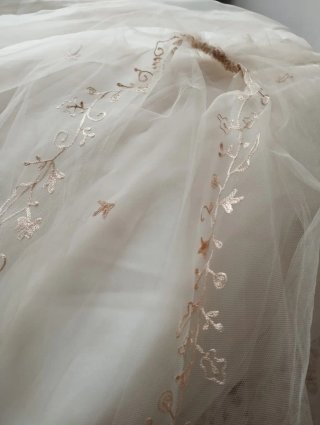 Vestido de Novia color champan con Bordados.