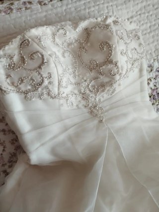 Vestido de Novia color champan con Bordados.