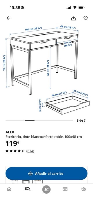 Escritorio Ikea Alex 100cm