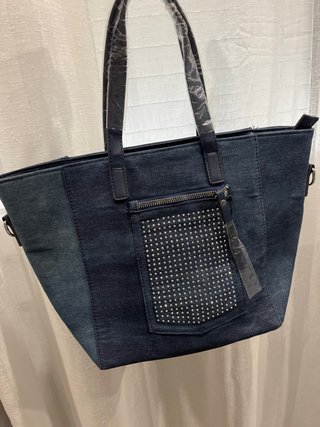 Bolso Denim con Tachuelas Plateadas