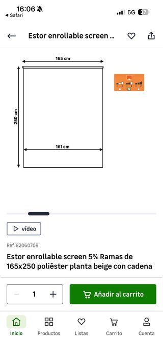 Estor Enrollable Ramas Beige 165cm