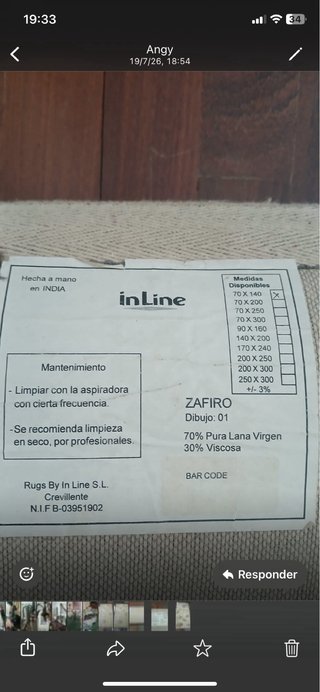 Alfombra Lana Hecha a Mano Beige Multicolor