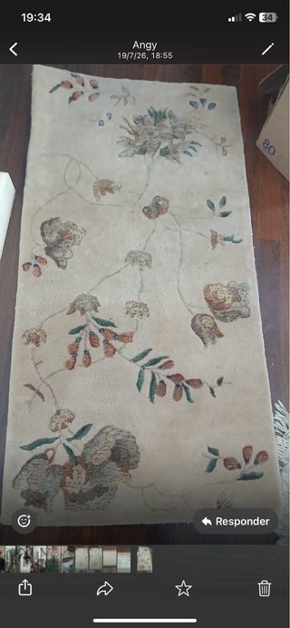 Alfombra Lana Hecha a Mano Beige Multicolor