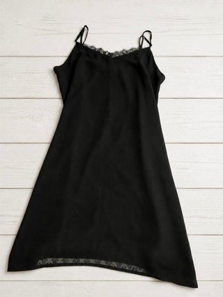 Vestido Lencero Negro Encaje Easy Wear M Fiesta