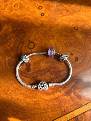 Pulsera Pandora Plata con Charm Corazón y Separado