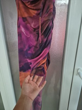 Vestido fiesta estampado naranja y rosa