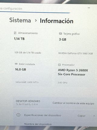 PC Gaming Ryzen 5 2600X / 16GB RAM / GTX 1060