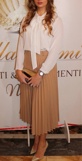 Gonna midi plissettata Zara beige