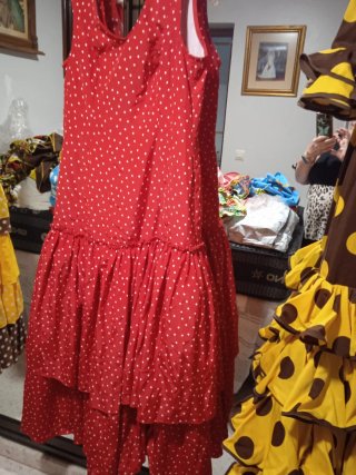 Traje de flamenca verde y blanco