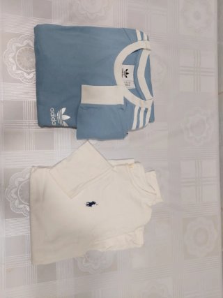 Camiseta Adidas manga larga azul y blanca Talla M