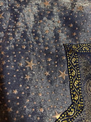 Funda cojín estrella azul y dorado