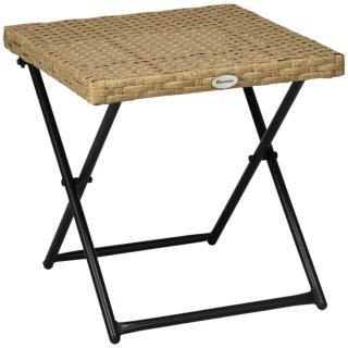 Mesa Auxiliar Plegable Ratán y Metal