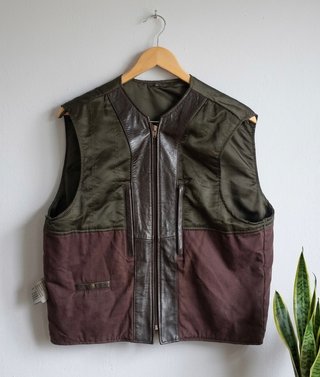 Chaleco Vintage 90s Cuero Verde