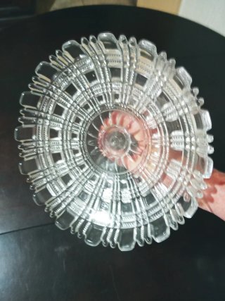 Frutero antiguo de cristal con pie