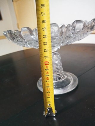Frutero antiguo de cristal con pie