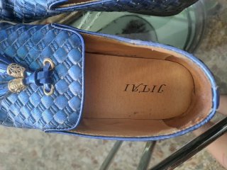 Mocasines Jitai Azul y Dorado talla 41