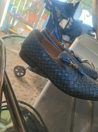 Mocasines Jitai Azul y Dorado talla 41