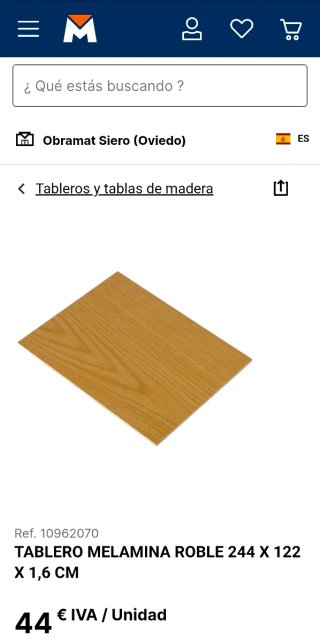 LOTE 7 Tableros melamina roble/blanco 244×122×1,6