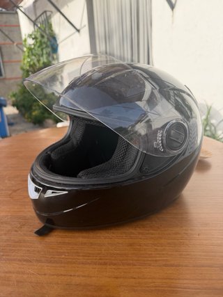 Casco Moto Negro Integral Visera Transparente