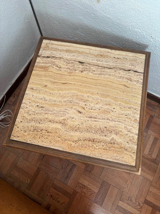 Tavolino ausiliario in legno e pietra
