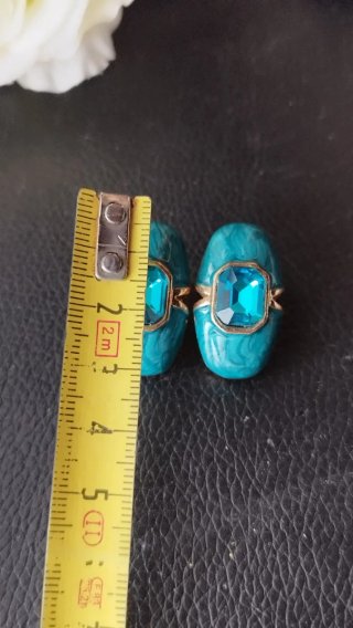 Pendientes vintage azul y dorado