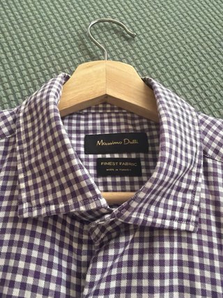 Camisa Massimo Dutti cuadros morado y blanco