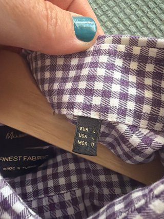 Camisa Massimo Dutti cuadros morado y blanco