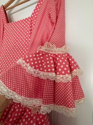 Vestido Flamenca  Coral Lunares Beige Talla Única