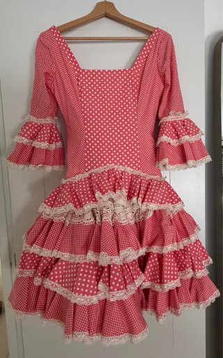 Vestido Flamenca  Coral Lunares Beige Talla Única