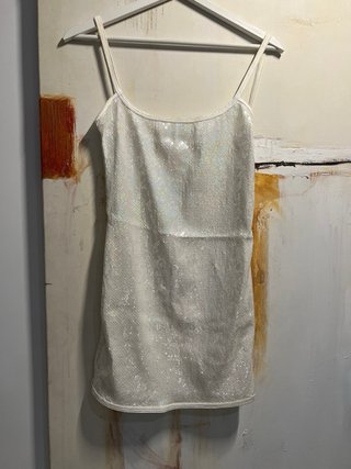 Vestido de lentejuelas blanco/plateado