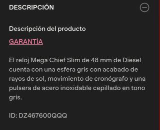 Reloj Diesel Negro/Gris Cronógrafo
