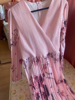 Vestido largo plisado estampado floral