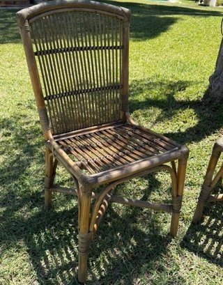 Coppia di sedie in vimini vintage in bambù