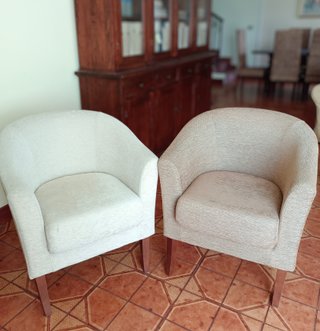 Coppia poltroncine tub chair tessuto