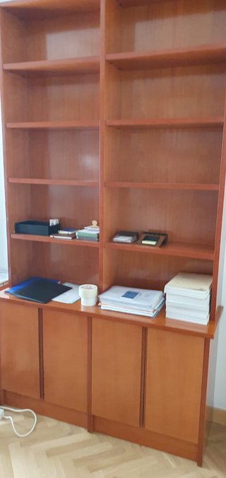 Librería madera con puertas bajas