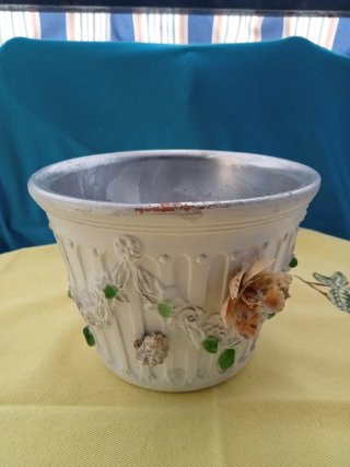 Vaso Fiori Artigianale Argento Bianco