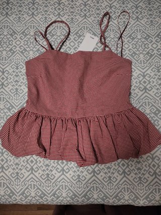 Top Mango cuadros rojo Talla XS