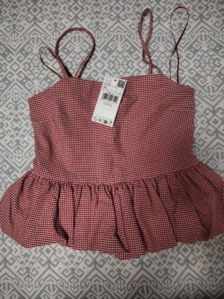 Top Mango cuadros rojo Talla XS