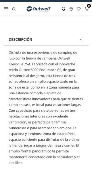 Tienda familiar Outwell Knoxville 7SA. 3 usos.