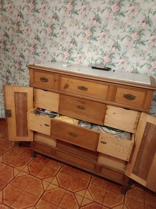 Cassettone antico legno marmo primi '900
