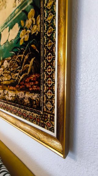 Cuadro Tapiz Vintage Pavo Real Cisnes