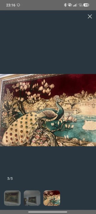 Cuadro Tapiz Vintage Pavo Real Cisnes