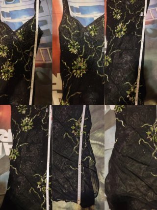 Vestido XL Lexus largo negro lentejuelas verde