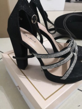 Scarpe con tacco glitter nere Tg 38
