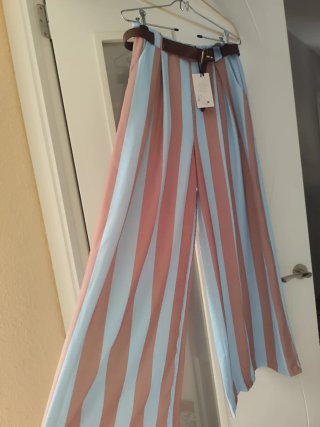 Pantalón rayas azul y rosa
