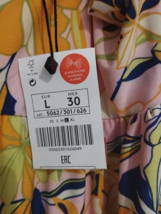 Vestido estampado floral rosa talla L