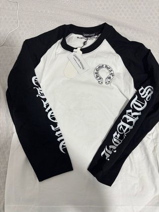 Camiseta Chrome Hearts Manga Larga Blanca y Negra