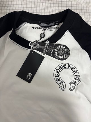 Camiseta Chrome Hearts Manga Larga Blanca y Negra