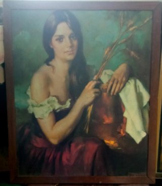 Cuadro Óleo Mujer con Espigas