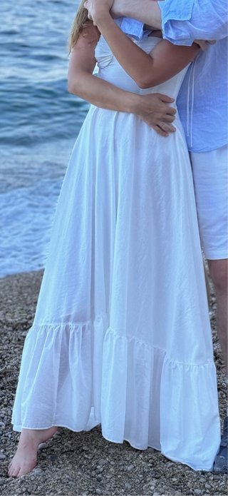 Vestido largo Zara boho romántico blanco